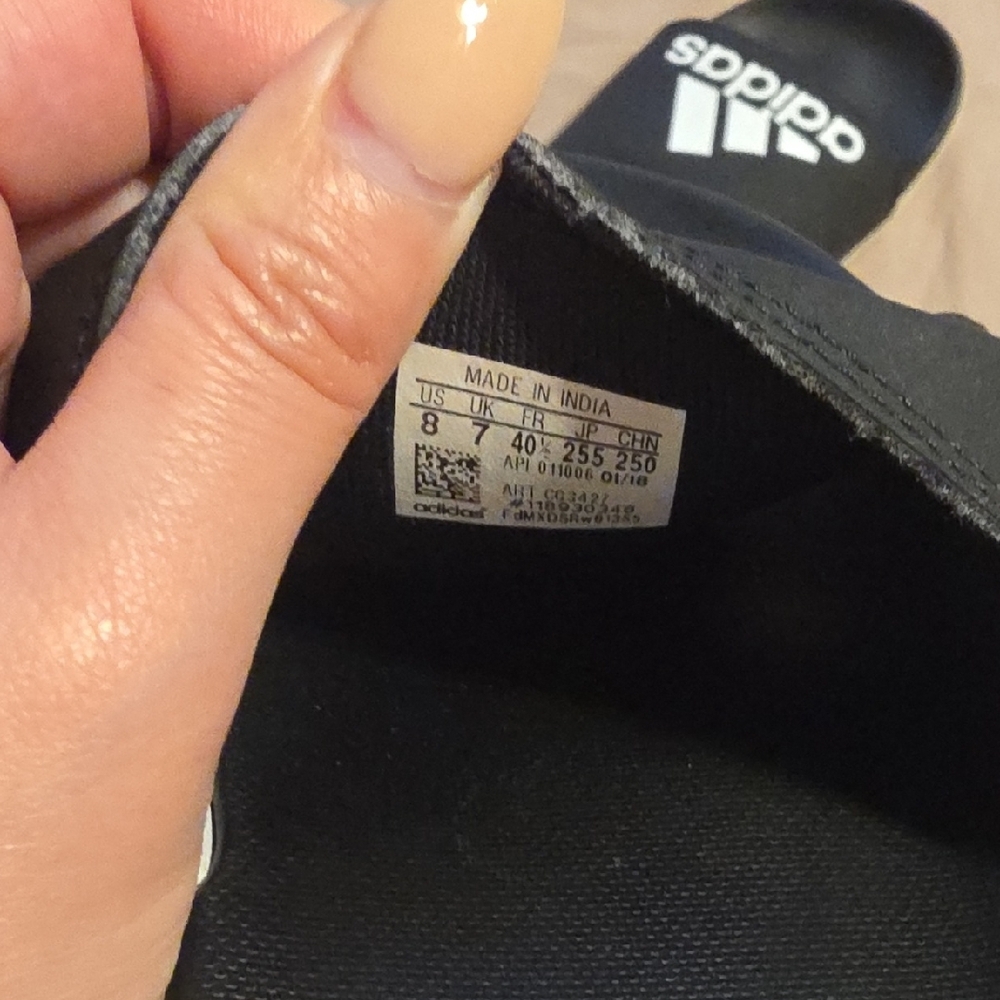 Adidas Black and White Slide Sandals - Picture 4 of 4